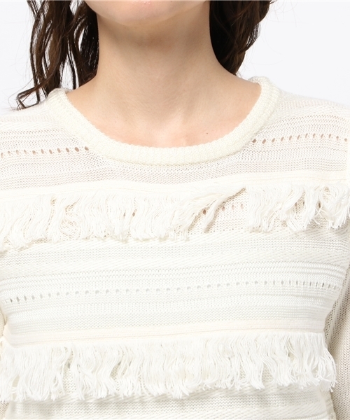 WEGO（ウィゴー）の「WEGO/ フリンジニット（ニット/セーター・レディース・キャメル/アイボリー・FREE）」の6枚目の写真