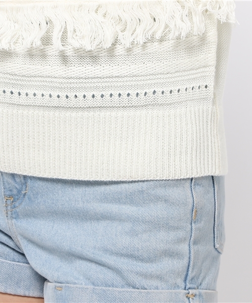 WEGO（ウィゴー）の「WEGO/ フリンジニット（ニット/セーター・レディース・キャメル/アイボリー・FREE）」の8枚目の写真