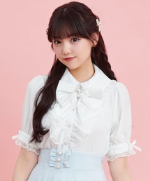 ラッフルギャザー半袖ブラウス