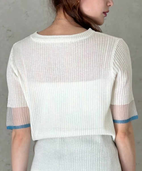 Per sist ence(パーシエンス)の「ラメシアー袖 リブニット配色プルオーバー(Tシャツ/カットソー・レディース・ブラック/オフホワイト/グレー・FREE)」の15枚目の写真