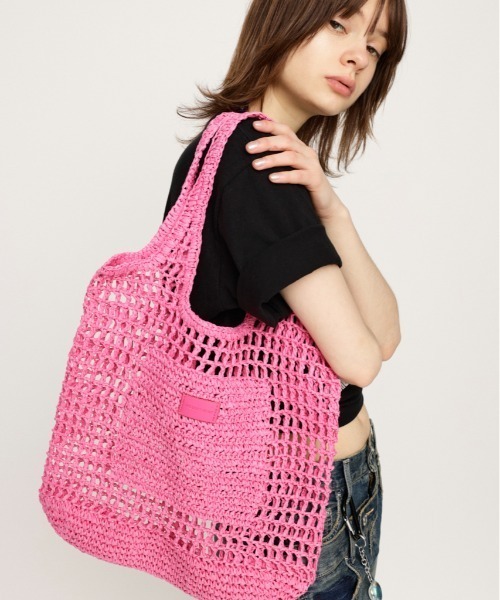 SLY（スライ）の「PAPER  BRAIDS TOTE BAG ペーパー ブレイズ トートバッグ（トートバッグ・レディース・グレー/ピンク/ホワイト・FREE）」の3枚目の写真