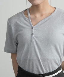 Amiur | leaning neck melange tops / リーニングネックメランジトップス(Tシャツ/カットソー)