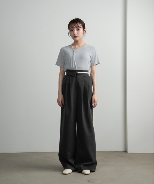 Amiur（エミレ）の「leaning neck melange tops / リーニングネックメランジトップス（Tシャツ/カットソー・レディース・ブルー/ベージュ・FREE）」の6枚目の写真