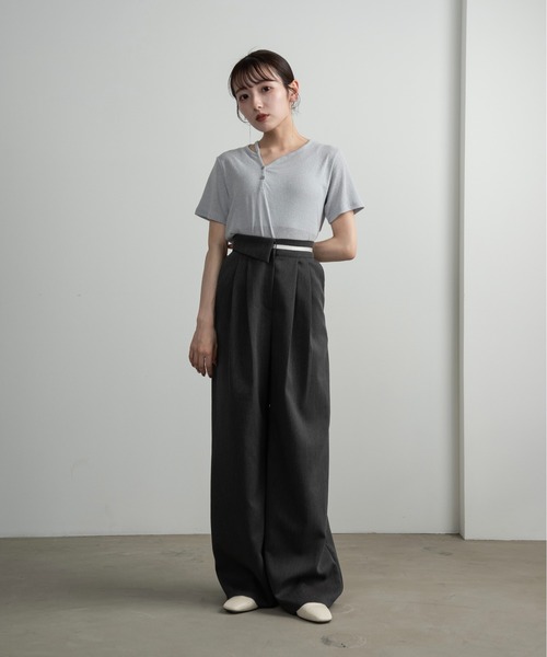 Amiur（エミレ）の「leaning neck melange tops / リーニングネックメランジトップス（Tシャツ/カットソー・レディース・ブルー/ベージュ・FREE）」の12枚目の写真