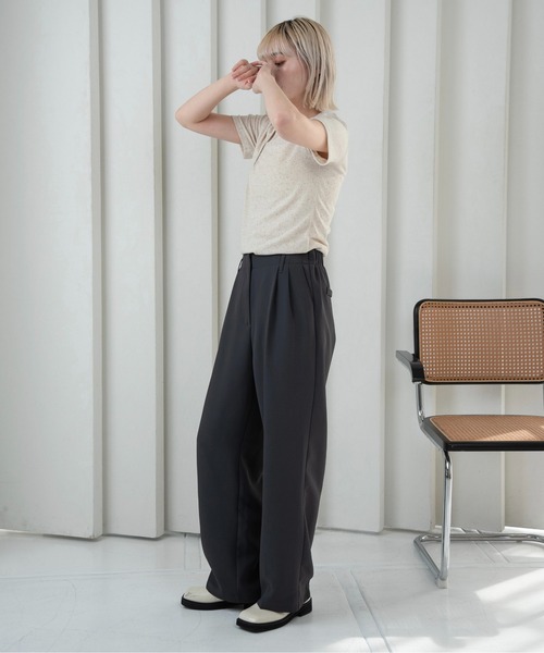 Amiur（エミレ）の「leaning neck melange tops / リーニングネックメランジトップス（Tシャツ/カットソー・レディース・ブルー/ベージュ・FREE）」の8枚目の写真