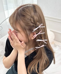 apres jour | 【apres jour×ARIAZ】リボンミニヘアクリップ4個SET(ヘアピン)