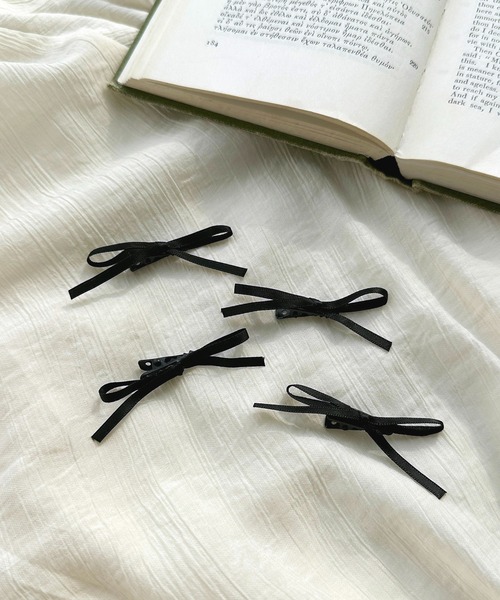 apres jour(アプレジュール)の「【apres jour×ARIAZ】リボンミニヘアクリップ4個SET(ヘアピン・レディース・グレー/ライトピンク/ブラック・FREE)」の4枚目の写真