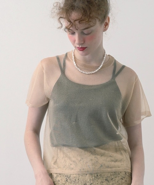 saloon（サルーン）の「SALOON(サルーン)/シアーニットTシャツプルオーバー（Tシャツ/カットソー・レディース・ブラック/グレー/ゴールド・FREE）」の3枚目の写真