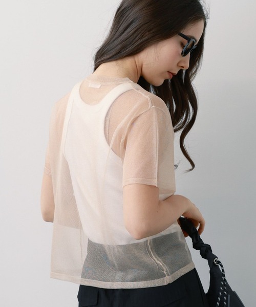 saloon（サルーン）の「SALOON(サルーン)/シアーニットTシャツプルオーバー（Tシャツ/カットソー・レディース・ブラック/グレー/ゴールド・FREE）」の14枚目の写真