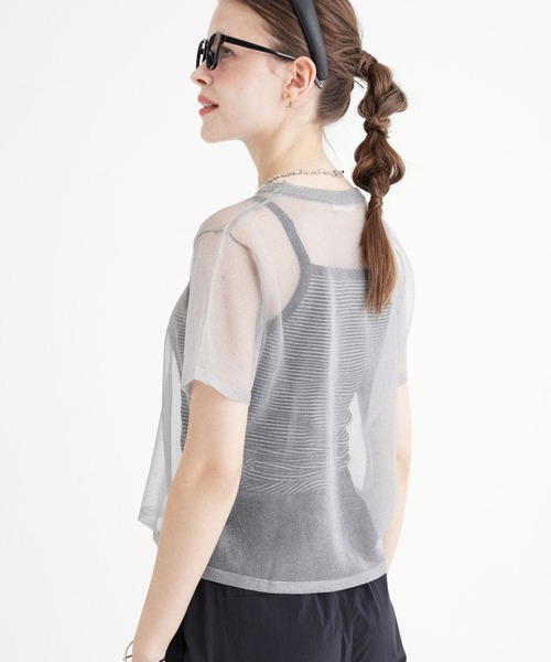 saloon（サルーン）の「SALOON(サルーン)/シアーニットTシャツプルオーバー（Tシャツ/カットソー・レディース・ブラック/グレー/ゴールド・FREE）」の7枚目の写真