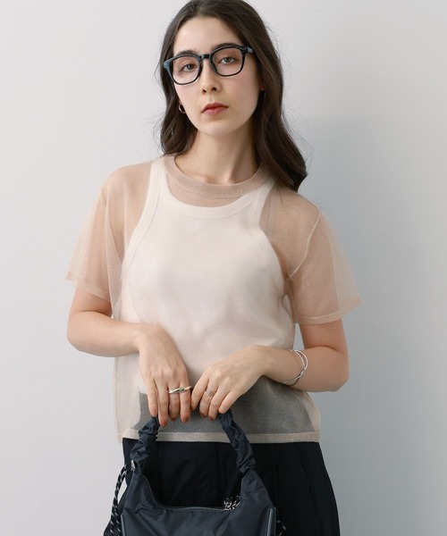 saloon（サルーン）の「SALOON(サルーン)/シアーニットTシャツプルオーバー（Tシャツ/カットソー・レディース・ブラック/グレー/ゴールド・FREE）」の13枚目の写真