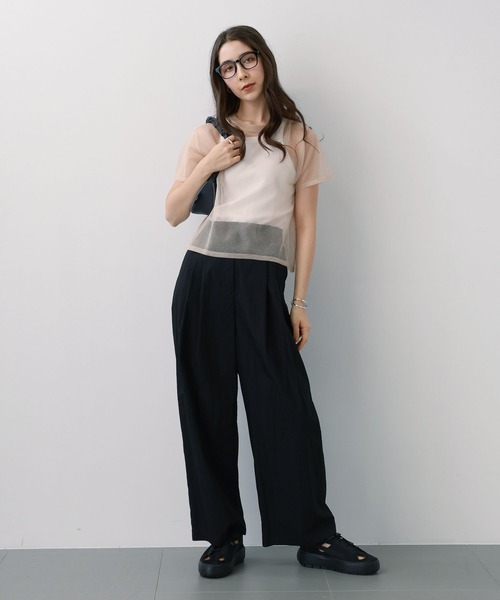 saloon（サルーン）の「SALOON(サルーン)/シアーニットTシャツプルオーバー（Tシャツ/カットソー・レディース・ブラック/グレー/ゴールド・FREE）」の10枚目の写真