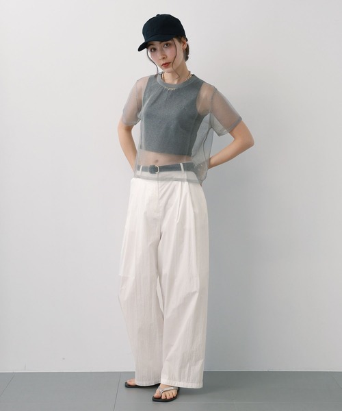 saloon（サルーン）の「SALOON(サルーン)/シアーニットTシャツプルオーバー（Tシャツ/カットソー・レディース・ブラック/グレー/ゴールド・FREE）」の18枚目の写真