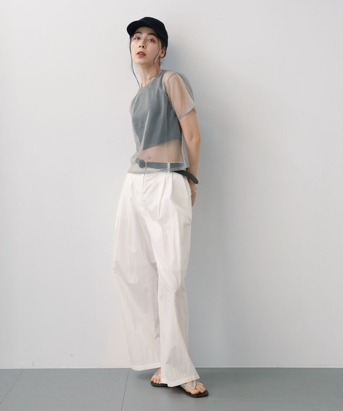 saloon（サルーン）の「SALOON(サルーン)/シアーニットTシャツプルオーバー（Tシャツ/カットソー・レディース・ブラック/グレー/ゴールド・FREE）」の21枚目の写真