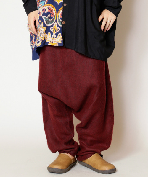 チャイハネ（チャイハネ）の「【チャイハネ】yul アクリル起毛シンプルサルエルパンツ（ユニセックス）（その他パンツ・メンズ・マスタード/ブラック/グリーン/ベージュ/ブルー/オレンジ/ターコイズブルー/ネイビー/グリーン系その他/ワイン・FREE）」の9枚目の写真