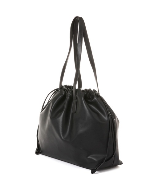 A.P.C. ブラックフェイクレザートートバッグ　巾着 A.P.C. アーペーセー レザートートバッグ ブラックバッグ 大きめ