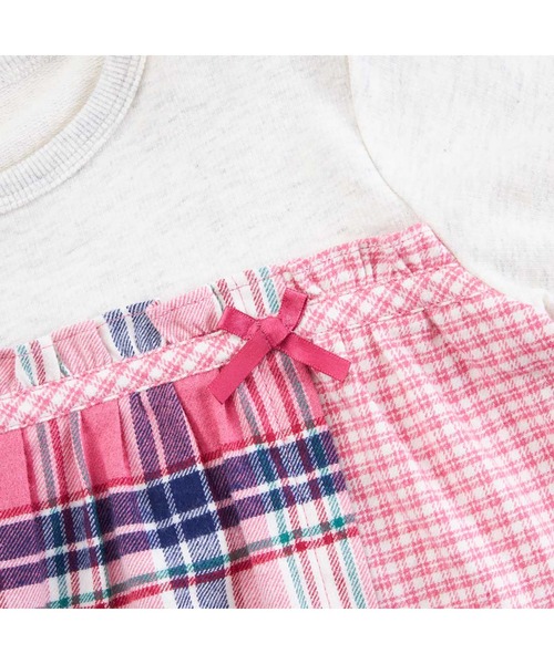 KP（ケーピー）の「チェック切り替えリボン付き長袖Tシャツ(80～150)（Tシャツ/カットソー・キッズ・ピンク/ネイビー・80ｃｍ/90cm/100cm/110cm/120cm/130cm/140cm/150cm）」の4枚目の写真