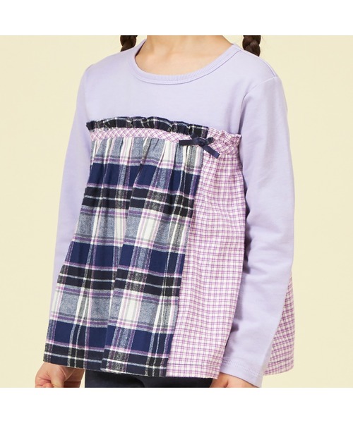 KP（ケーピー）の「チェック切り替えリボン付き長袖Tシャツ(80～150)（Tシャツ/カットソー・キッズ・ピンク/ネイビー・80ｃｍ/90cm/100cm/110cm/120cm/130cm/140cm/150cm）」の13枚目の写真