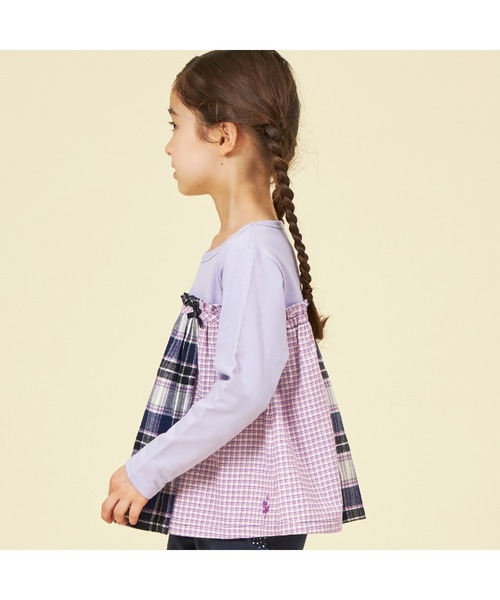 KP（ケーピー）の「チェック切り替えリボン付き長袖Tシャツ(80～150)（Tシャツ/カットソー・キッズ・ピンク/ネイビー・80ｃｍ/90cm/100cm/110cm/120cm/130cm/140cm/150cm）」の14枚目の写真