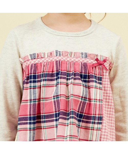 KP（ケーピー）の「チェック切り替えリボン付き長袖Tシャツ(80～150)（Tシャツ/カットソー・キッズ・ピンク/ネイビー・80ｃｍ/90cm/100cm/110cm/120cm/130cm/140cm/150cm）」の20枚目の写真