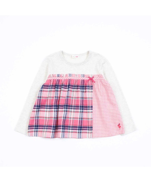 KP（ケーピー）の「チェック切り替えリボン付き長袖Tシャツ(80～150)（Tシャツ/カットソー・キッズ・ピンク/ネイビー・80ｃｍ/90cm/100cm/110cm/120cm/130cm/140cm/150cm）」の16枚目の写真