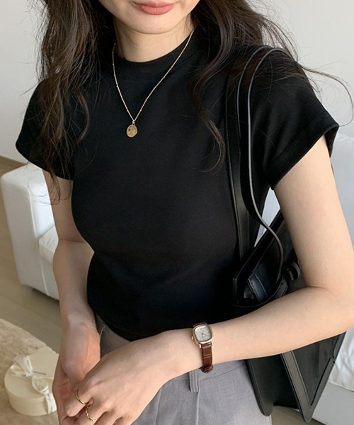 PRIVATE  BEACH（プライベートビーチ）の「コットンストレッチTシャツ（Tシャツ/カットソー・レディース・オートミール/パープル/ホワイト/ライトグレー/ブラック/ブルー・M/L）」の3枚目の写真