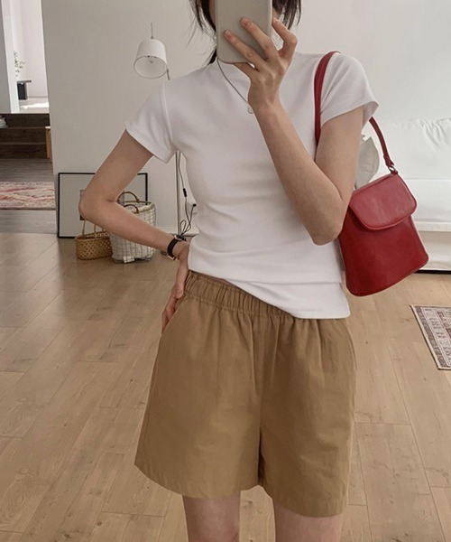 PRIVATE  BEACH（プライベートビーチ）の「コットンストレッチTシャツ（Tシャツ/カットソー・レディース・オートミール/パープル/ホワイト/ライトグレー/ブラック/ブルー・M/L）」の8枚目の写真