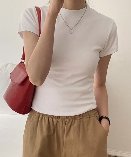 PRIVATE  BEACH（プライベートビーチ）の「コットンストレッチTシャツ（Tシャツ/カットソー・レディース・オートミール/パープル/ホワイト/ライトグレー/ブラック/ブルー・M/L）」の9枚目の写真