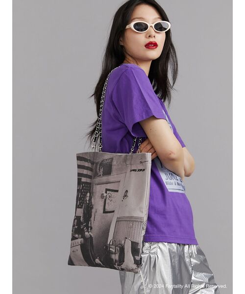 JANIS】chain and synthetic leather strap tote bag【コラボ