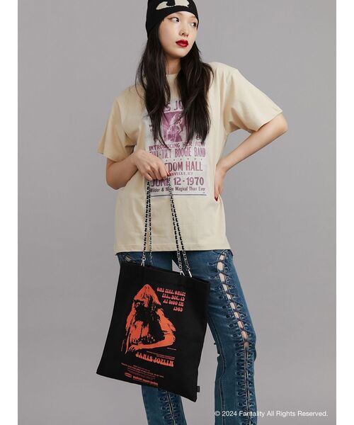 JANIS】chain and synthetic leather strap tote bag【コラボ