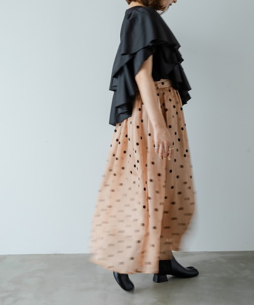 rectangle（レクタングル）の「フロッキードット柄オーガンジースカート（スカート・レディース・ブラウン/ブラック/オフホワイト・FREE）」の21枚目の写真