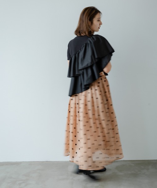 rectangle（レクタングル）の「フロッキードット柄オーガンジースカート（スカート・レディース・ブラウン/ブラック/オフホワイト・FREE）」の22枚目の写真
