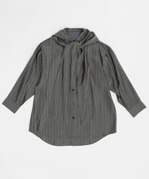 PRANK PROJECT（プランクプロジェクト）の「ボウタイフードブラウス / Bow Tie Hood Blouse（シャツ/ブラウス・レディース・グレー/アイボリー・FREE）」の21枚目の写真