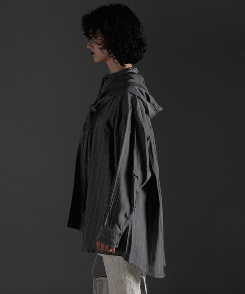 PRANK PROJECT（プランクプロジェクト）の「ボウタイフードブラウス / Bow Tie Hood Blouse（シャツ/ブラウス・レディース・グレー/アイボリー・FREE）」の17枚目の写真