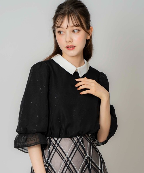 NOELA（ノエラ）の「配色カラーブラウス（シャツ/ブラウス・レディース・ブラック/オフホワイト・フリー）」の2枚目の写真