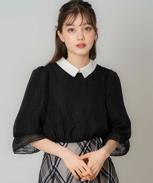 NOELA（ノエラ）の「配色カラーブラウス（シャツ/ブラウス・レディース・ブラック/オフホワイト・フリー）」の3枚目の写真