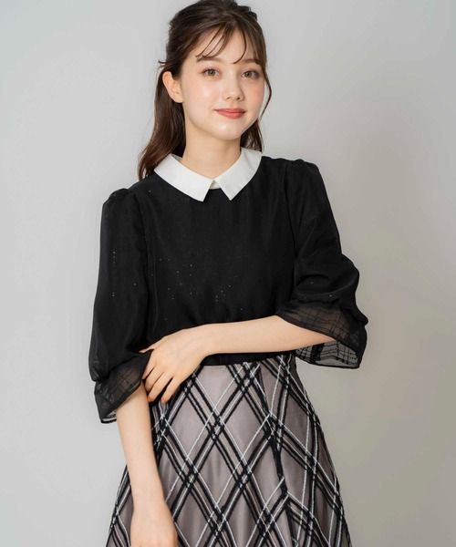 NOELA（ノエラ）の「配色カラーブラウス（シャツ/ブラウス・レディース・ブラック/オフホワイト・フリー）」の4枚目の写真