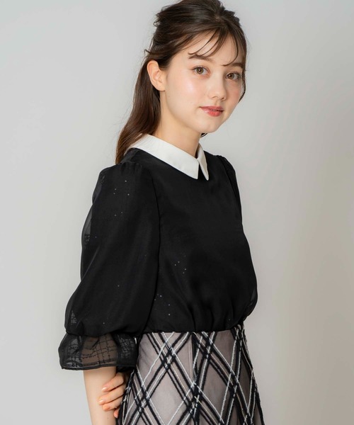 NOELA（ノエラ）の「配色カラーブラウス（シャツ/ブラウス・レディース・ブラック/オフホワイト・フリー）」の5枚目の写真