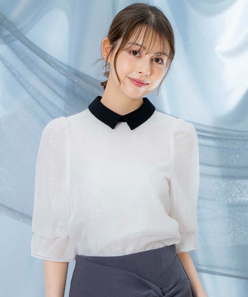 NOELA（ノエラ）の「配色カラーブラウス（シャツ/ブラウス・レディース・ブラック/オフホワイト・フリー）」の8枚目の写真
