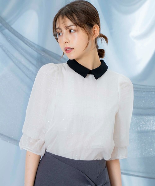NOELA（ノエラ）の「配色カラーブラウス（シャツ/ブラウス・レディース・ブラック/オフホワイト・フリー）」の9枚目の写真