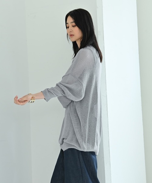 STYLE DELI(スタイルデリ)の「【BLK001】メッシュゆる編みプルオーバー(ニット/セーター・レディース・グレー/グリーン/ブラック・FREE)」の7枚目の写真