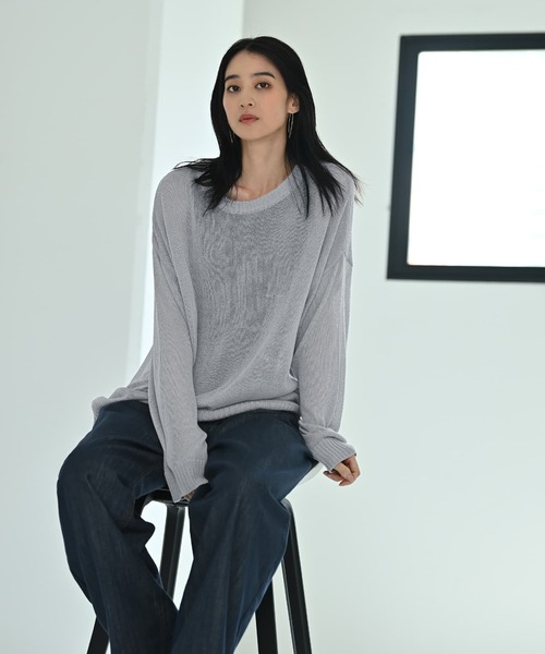 STYLE DELI(スタイルデリ)の「【BLK001】メッシュゆる編みプルオーバー(ニット/セーター・レディース・グレー/グリーン/ブラック・FREE)」の8枚目の写真