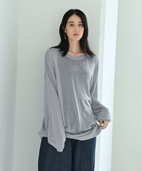 STYLE DELI(スタイルデリ)の「【BLK001】メッシュゆる編みプルオーバー(ニット/セーター・レディース・グレー/グリーン/ブラック・FREE)」の12枚目の写真