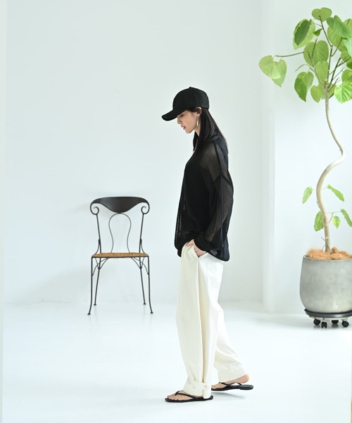 STYLE DELI(スタイルデリ)の「【BLK001】メッシュゆる編みプルオーバー(ニット/セーター・レディース・グレー/グリーン/ブラック・FREE)」の14枚目の写真