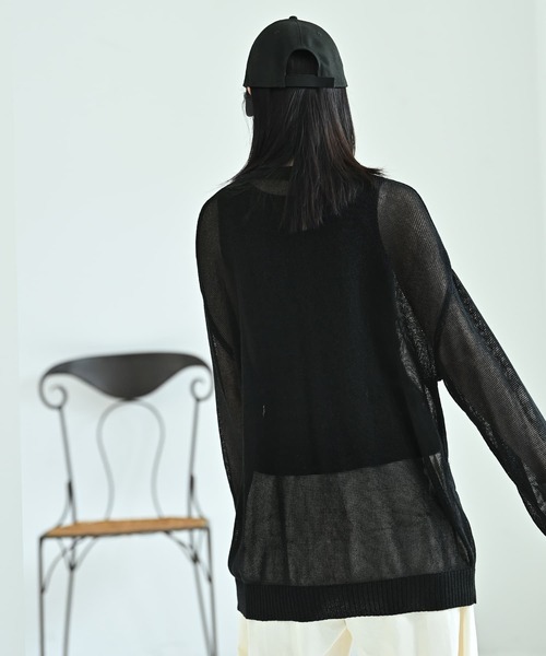 STYLE DELI(スタイルデリ)の「【BLK001】メッシュゆる編みプルオーバー(ニット/セーター・レディース・グレー/グリーン/ブラック・FREE)」の15枚目の写真