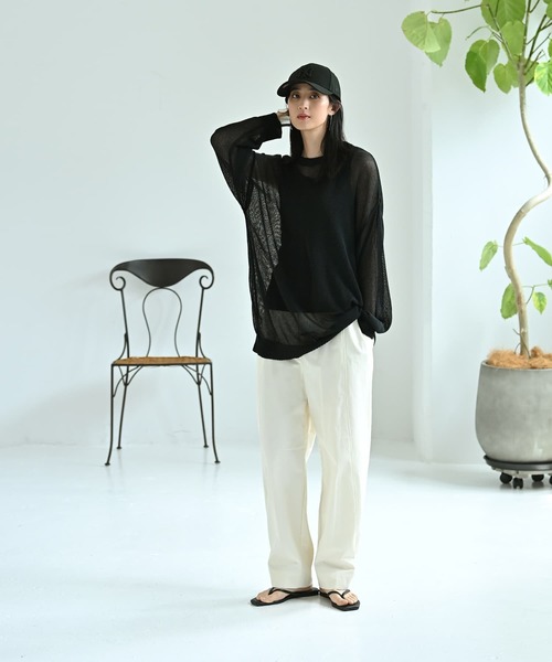 STYLE DELI(スタイルデリ)の「【BLK001】メッシュゆる編みプルオーバー(ニット/セーター・レディース・グレー/グリーン/ブラック・FREE)」の18枚目の写真