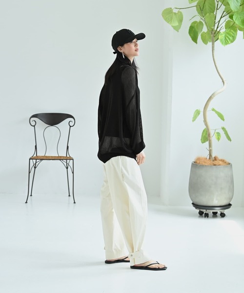 STYLE DELI(スタイルデリ)の「【BLK001】メッシュゆる編みプルオーバー(ニット/セーター・レディース・グレー/グリーン/ブラック・FREE)」の19枚目の写真