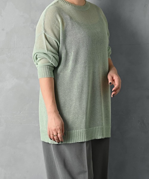 STYLE DELI(スタイルデリ)の「【BLK001】メッシュゆる編みプルオーバー(ニット/セーター・レディース・グレー/グリーン/ブラック・FREE)」の21枚目の写真