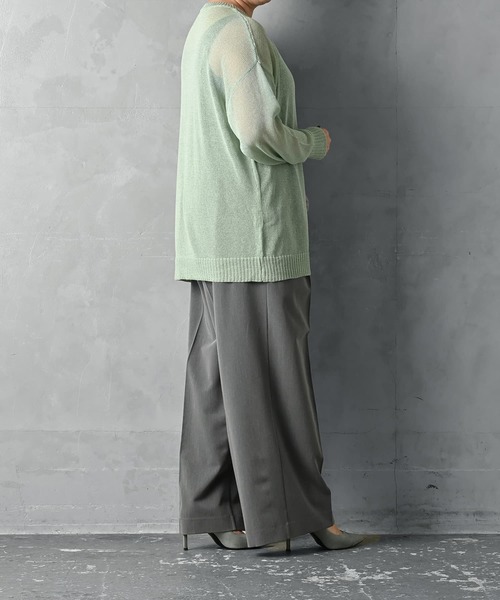 STYLE DELI(スタイルデリ)の「【BLK001】メッシュゆる編みプルオーバー(ニット/セーター・レディース・グレー/グリーン/ブラック・FREE)」の22枚目の写真