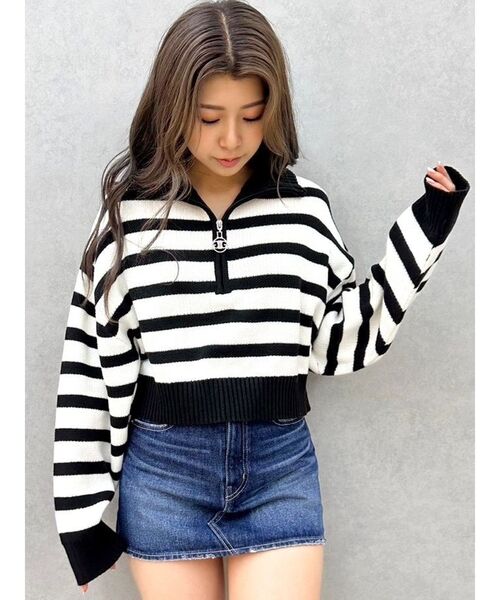 GYDA（ジェイダ）の「Symmetry GYDAスライダーニットトップス（ニット/セーター・レディース・ブラック/その他1/オフホワイト・FREE）」の3枚目の写真